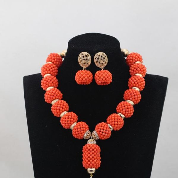 

earrings & necklace beautiful coral african beads jewelry set engagement necklaces pendant party qw776, Silver