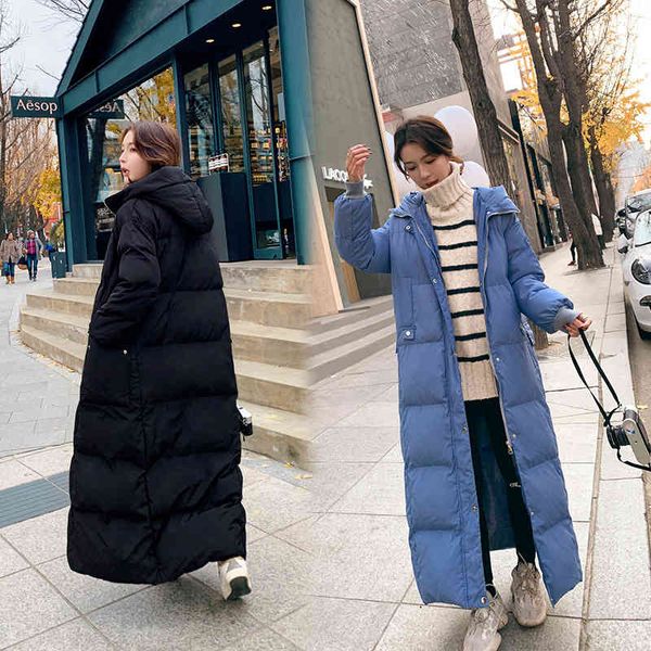 

women's down & parkas winter long coat thicken warm jacket single-breasted zipper hooded parka streetwear tzjh, Black