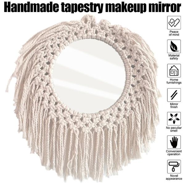 

mirrors macrame mirror handmade makeup lighted compact wall tapestry home porch for bath room