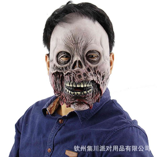 

horror latex mask rotten face zombie ghost blood mouth skeleton demon