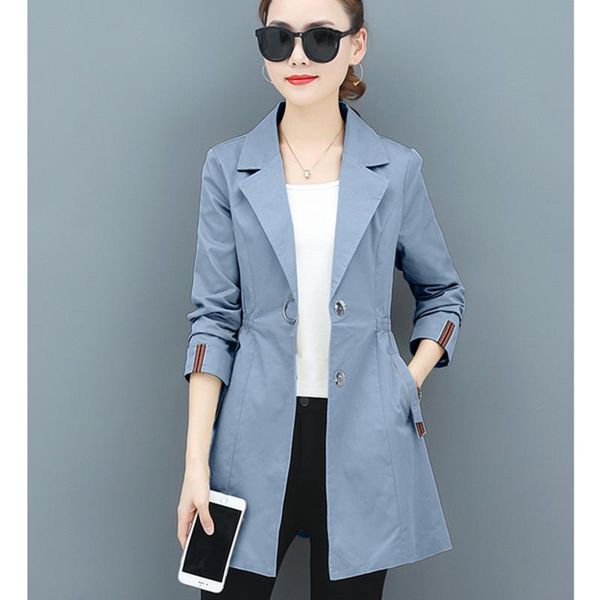 

women's trench coats yuzacdwx 2021 runway designer elegant women thin coat covered button fashion long slim plus size wind, Tan;black