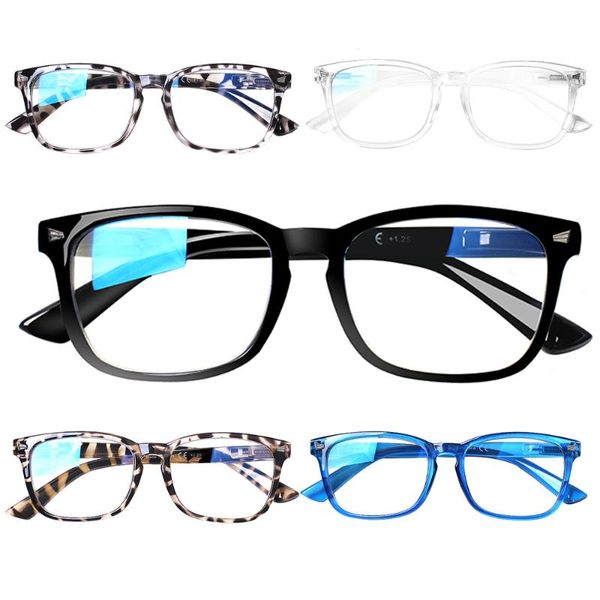 

sunglasses 5 pack reading glasses blue light blocking readers for women men nerd comfort lightweight eyeglasses, White;black