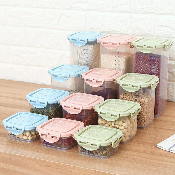 

500-800ml storage container plastic kitchen refrigerator noodle box multigrain tank transparent sealed bottles & jars