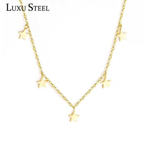 

pendant necklaces luxusteel star necklace collars accessories women girl fashion style gold silver color chains jewelry 2021 christmas