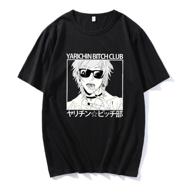 

men's t-shirts japanese anime kawaii yarichin b club manga t-shirt men ms summer fashion casual clothes harajuku tee short sleeve, White;black