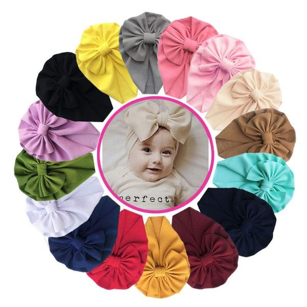 

caps & hats baby girl bonnet cap solid color hair turban cute bowknot hat born toddler beanie, Yellow