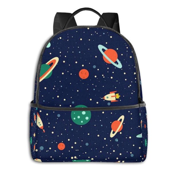 

backpack bag 2021 women's trend women space planets orbits rockets satellite flying saucer teenager school bags
