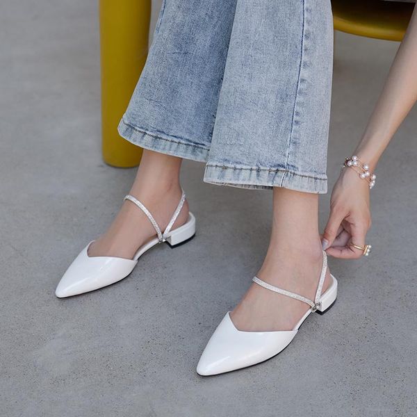 

eshtonshero square low heels sandals shoes woman wedding buckle party summer pointed toe ladies size 3-8, Black