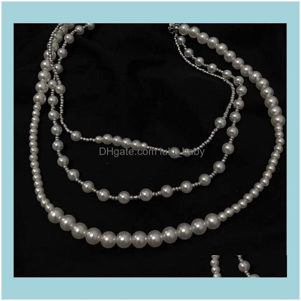 

chains necklaces & pendants jewelrychains pearl necklace retro temperament fairy clavicle chain female drop delivery 2021 dzo7j, Silver