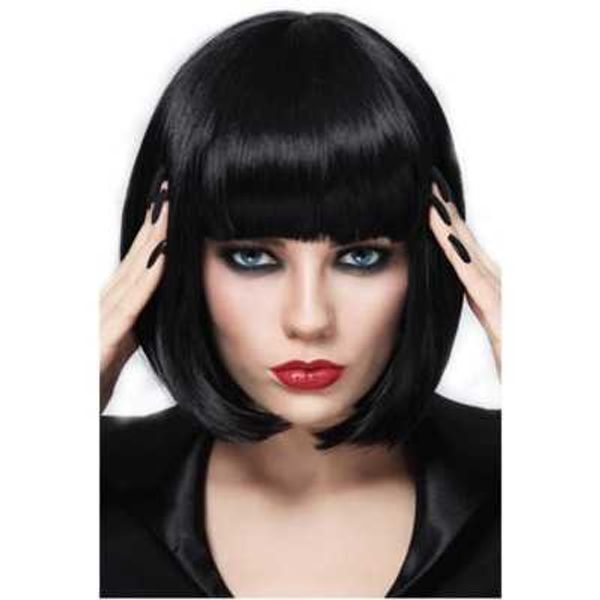 

wig style qi bangs wig short bobble headgear, Black