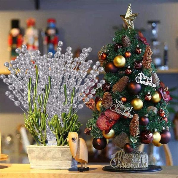 

decorative flowers & wreaths 2 bunch artificial pistachio foam party supplies fake flower plastic decor christmas golden glitter decoration