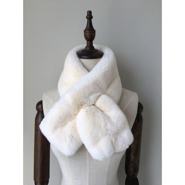 

scarves luxury woman's scarf faux fur thick plush neckerchief lady solid women neck warmer collar double side snood, Blue;gray