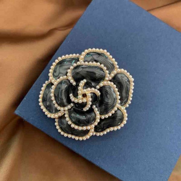 

fixed clothing female simple graphic suit accessories high-grade camellia shape pearl decorated brooch, Gray