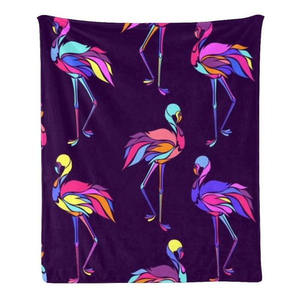

blankets custom super soft throw blanket fleece for couch sofa bed gift colorful feather flamingos (50inchx60inch)
