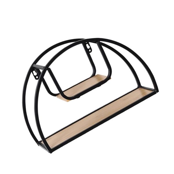 

other home decor vintage wrought iron shelf wood board decorative wall-mounted storage racks shelves sundries organizer without nails (patte