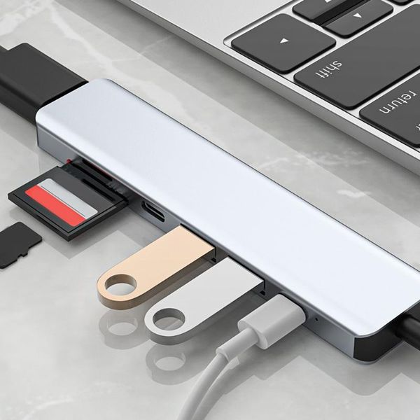 

hubs 7 in 1 usb hub c to 4k -compatible 3.0 pd port security digital/tf card reader aluminum alloy for lap2121