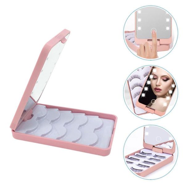 

false eyelashes eyelash organizer lashes storage box case with led mirror