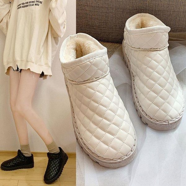 

boots snow ladies 2021 plus velvet thick winter women's shoes non-slip warm cotton wild casual, Black