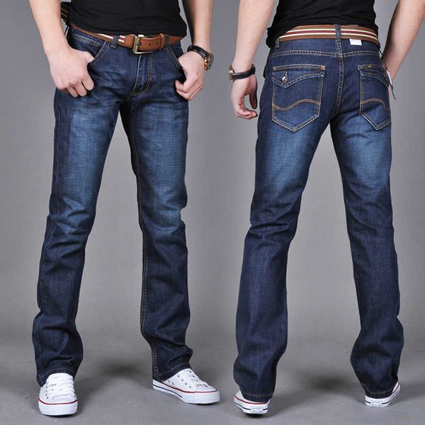 

and autumn winter men's jeans korean slim large straight pants washing casual, Blue