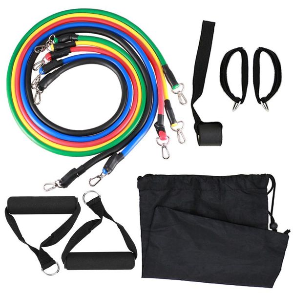 

resistance bands 11pcs set sports home fintess exercise tube door anchor ankle straps cushioned handles with carry bags