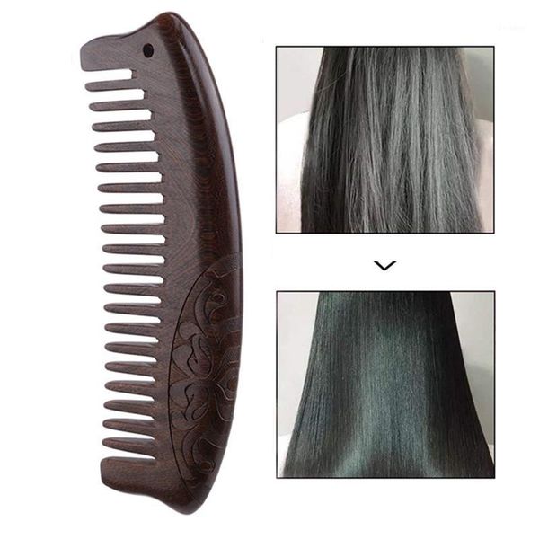 

wooden comb zgthappy pocket natural sandalwood combs teeth super wide without static lice beard barber1, Silver