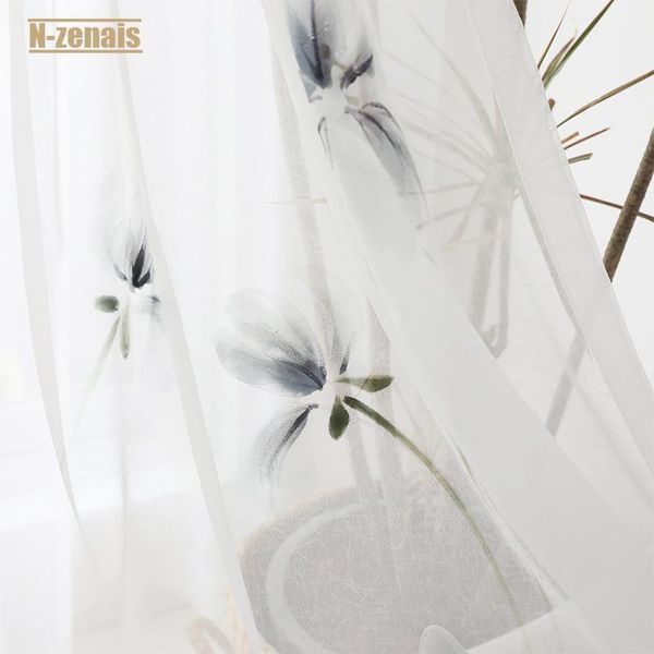 

curtain & drapes hand-painted chinese style semi-permeable gauze for living room and bedroom tulle curtains