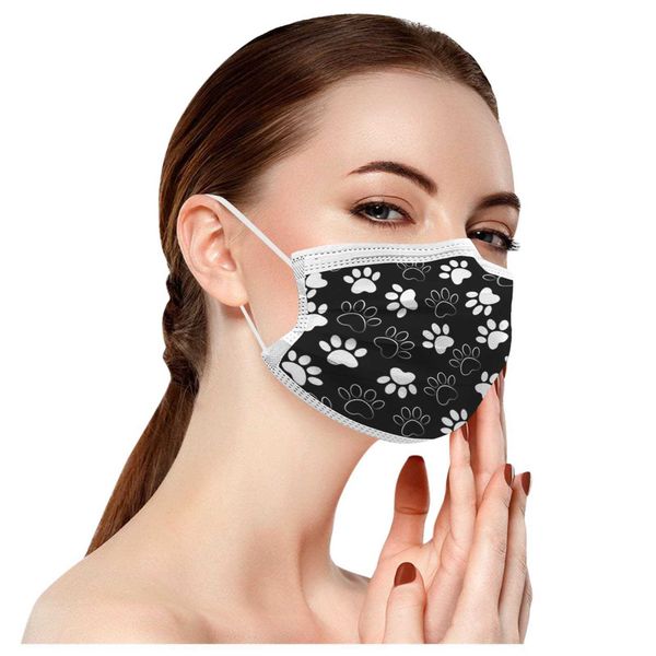 

mascarillas 10pcs adults cute casual cat prints breathable 3 -layer masque cubre bocas halloween cosplay facemask