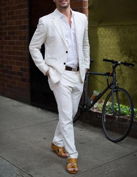 

men's suits & blazers 2021 latest high-quality jacket and pants design ivory linen casual suit summer beach tuxedo simple custom 2-piec, White;black