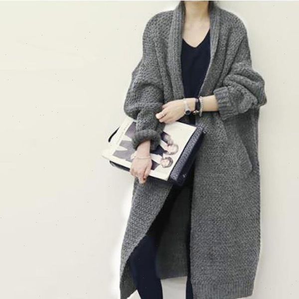 

women sweater sweaters casual elegant ol plus size loose cardigan thick lapel solid female spring warm vintage wool long, White;black