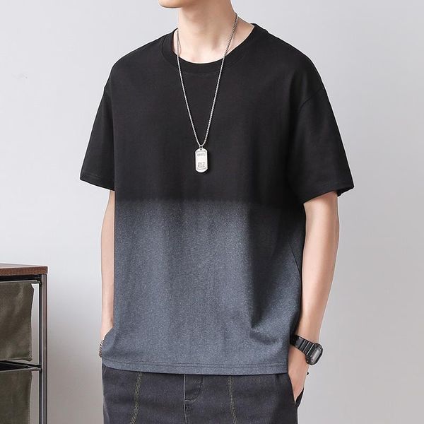 

men's t-shirts gradient t-shirt 2021 summer trend simple youth short sleeve white black t shirt male clothes