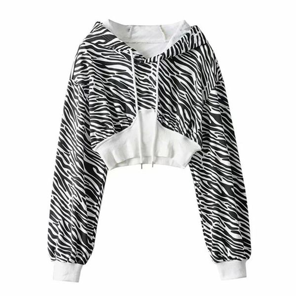 

women's hoodies & sweatshirts autumn women casual leopard splicing drawstring loose jumper streetwear hip hop style pullover modern lo, Black