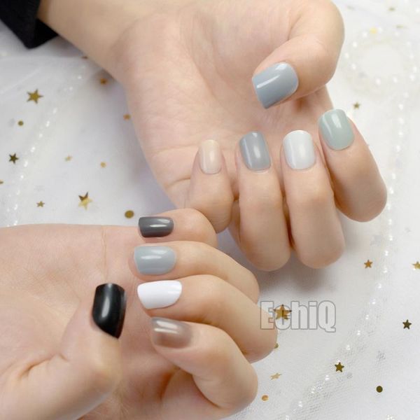 

flat false nails candy cool color acrylic nail tips full cover art manicure tools salon product 10 colors 240pcs1, Red;gold