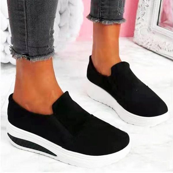 

dress shoes 2021 flock high heel lady casual black/ 6cm women sneakers leisure platform breathable height increasing
