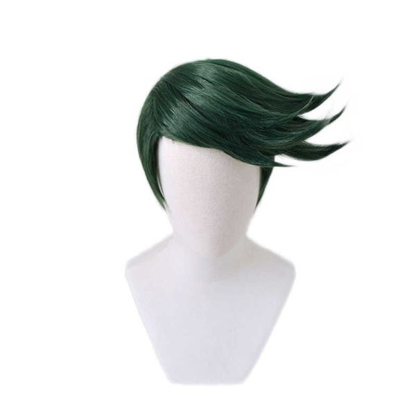 

jojo's bizarre adventure rohan kishibe short dark green style heat resistant synthetic hair halloween party jojo cosplay wig+ wi, Black