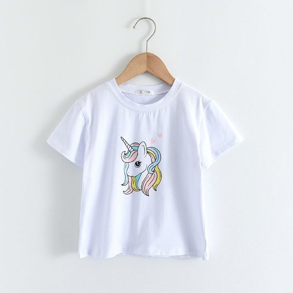 Melario Unisex Einhorn T-shirt Sommer Mode Kinder Kurze Ärmel Weiße T-shirts Baumwolle Baby Kinder Jungen Tops für Mädchen Kleidung 210412