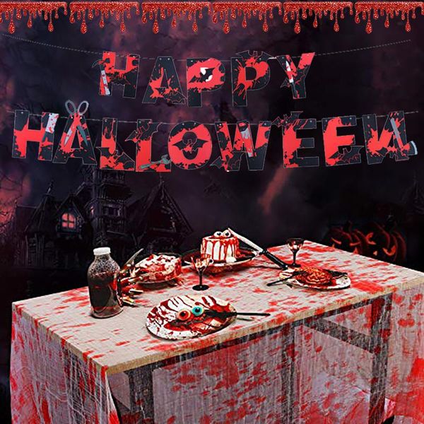 

party decoration happy halloween bloody garland banner red drip hanging zombie vampire decorations horror props supplies
