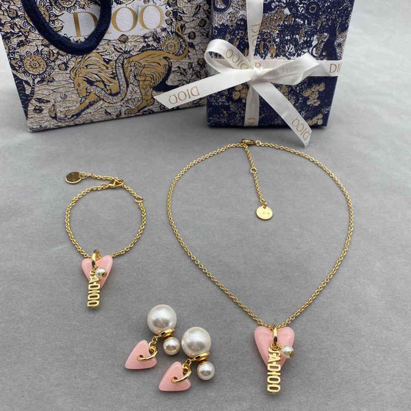 

2021 luxury designer jewelry / new letter heart necklace women's net star fashion bracelet earrings women, Silver