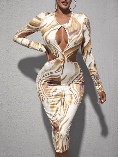 

sxy marble print cut out bodycon dress b56c#, Black;gray