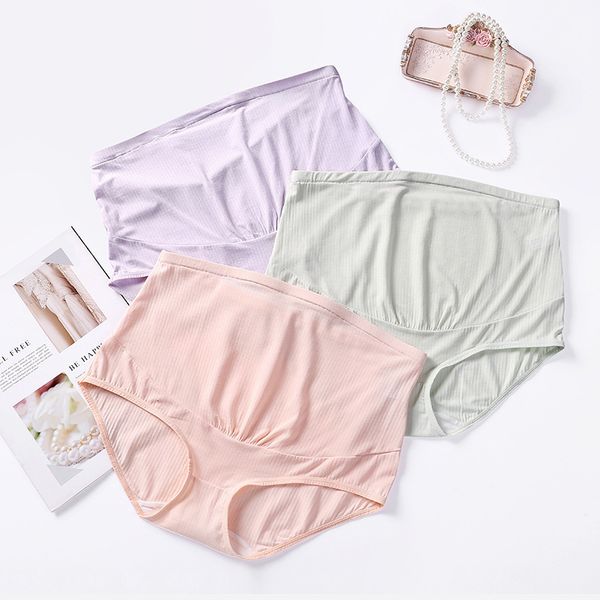 

lanjing modal elastic pure cotton mid third trimester high waist pregnant women's underwear thin size, Black;pink