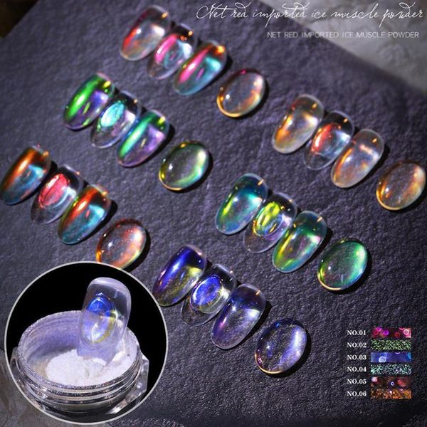 

nail glitter powder ice muscle multicolor holo mirror aurora neon powders chameleon art chrome pigment decoration, Silver;gold