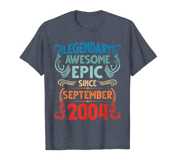 

legendary awesome epic since september 2004 vintage t-shirt, White;black