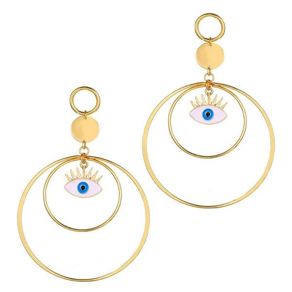 

creative big circle eyes earrings for women niche retro simple golden alloy moticors fashion jewelry stud, Golden;silver