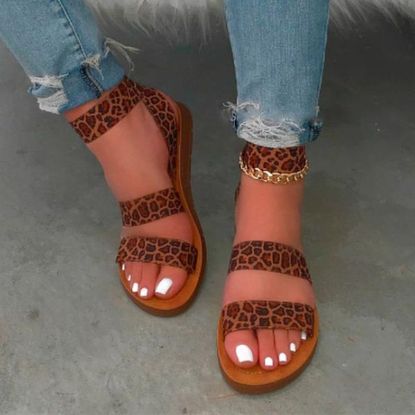 

women's sandals 2021 summer leopard print platform female shoes fashion slip on ladies sandalias casual woman footwear, Black