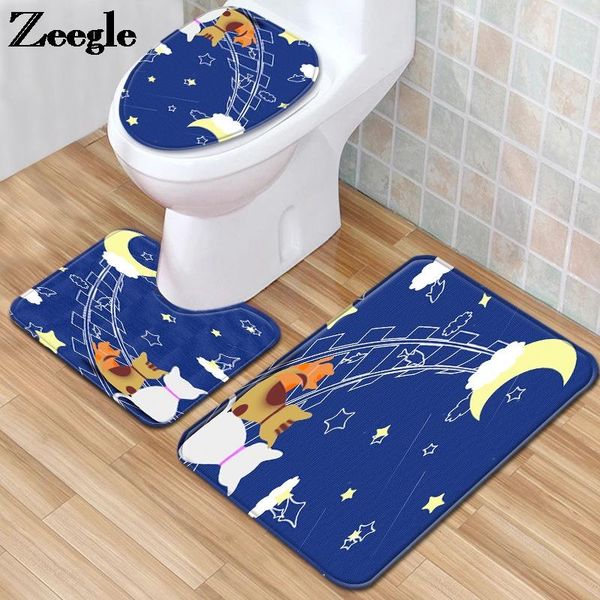 

landscape printed bath mat bathroom memory foam toilet set anti-slip foot rug carpet microfiber seat cover mats