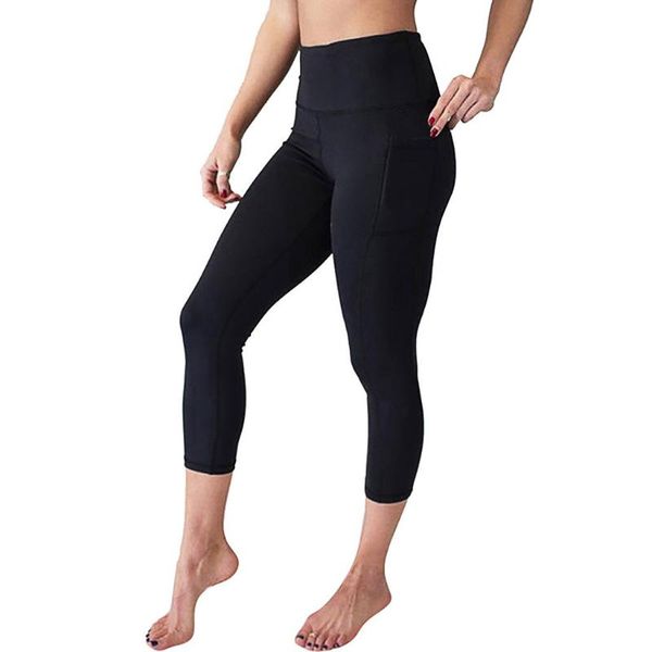 

women's pants & capris women high waist pockets tummy workout running sports leggings trousers pantalon femme spodnie damskie, Black;white