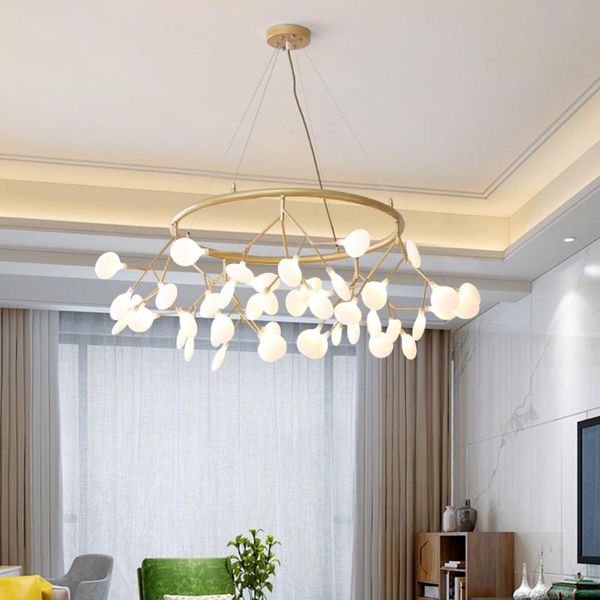 

pendant lamps led modern firefly chandelier light tree branch lamp decorative round chandelies living room bedroom dining 220v