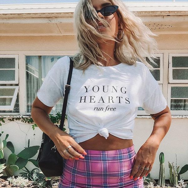 

young hearts run men mens t shirt cotton casual funny for lady yong girl tee hipster tumblr ins, White;black