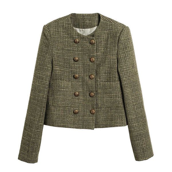 

tweed coat small chic lazy autumn dr 2021 women's french et, Black;brown