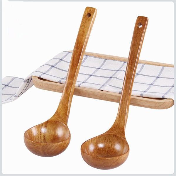 Colheres de colher de madeira grande, alça longa, utensílios de cozinha de mesa de mesa de madeira Cuchara de madera