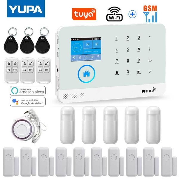

wifi gsm home security alarm system with wireless motion sensor detector burglar anti theft tuya app supports alexa & google
